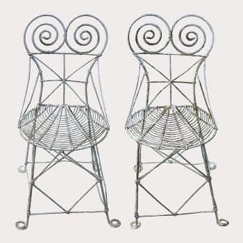 Pair French Wire Work Chairs