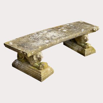 Curved Stone Lion Support Seat