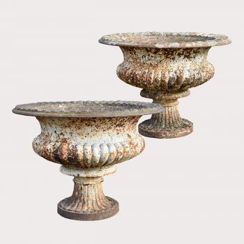 Pair of Cast Iron Urns