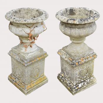 Pair of Lobed Urns on Square Bases
