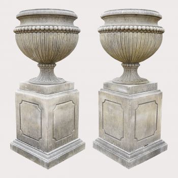 Fluted Italian Limestone Urns