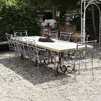 Oak Table with Wrought Iron Base